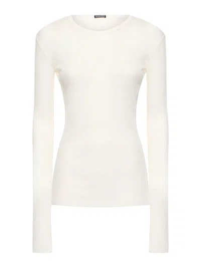 Ann Demeulemeester Fiene Ribbed Cotton Long Sleeve Top In Natural White