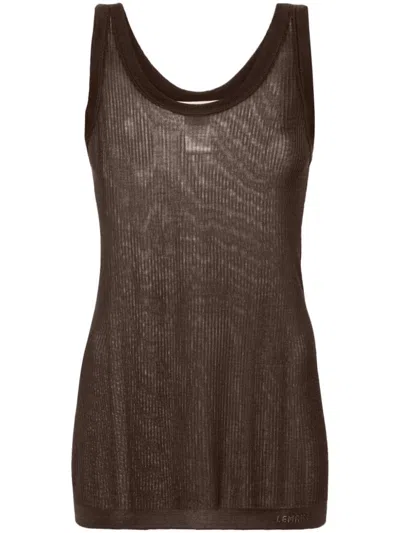 Lemaire Ribbed Tank Top In Dark Chocolate