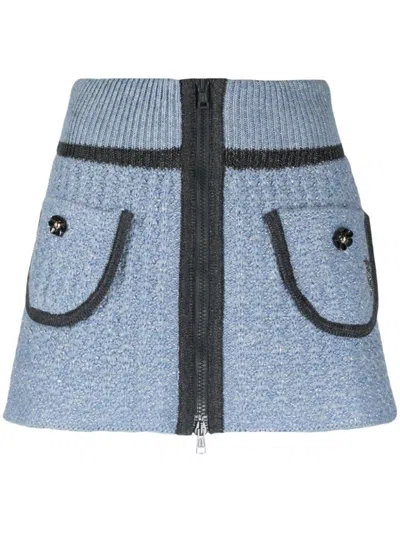 Cormio Cerulean Wool Blend Mini Skirt In Blue Pervinca
