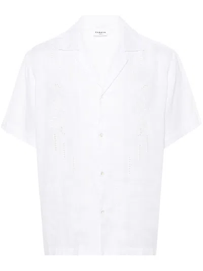 P.a.r.o.s.h Floral-embroidery Linen Shirt In Panna