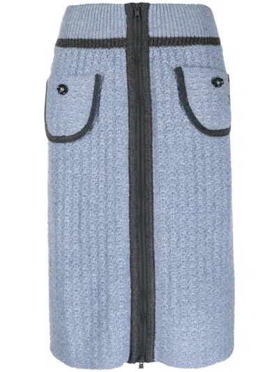 Cormio Knee-length Knitted Skirt In Blue Pervinca