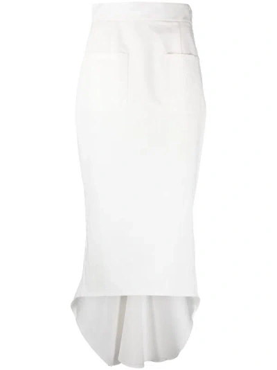 Prada Fluted Midi Skirt In Bianco