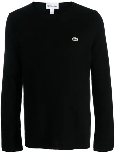 Comme Des Garçons X Lacoste Intarsia-knit Logo Jumper In Black