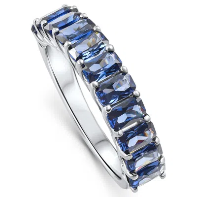 Pompeii3 2.50ct Blue Sapphire Wedding Anniversary Ring Stackable 14k White Gold Band