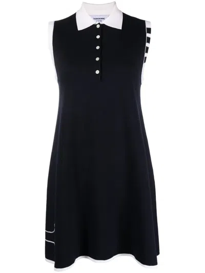 Thom Browne Knitted Mini Dress In Navy