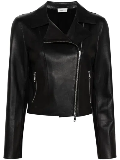 P.a.r.o.s.h Leather Biker Jacket In Nero