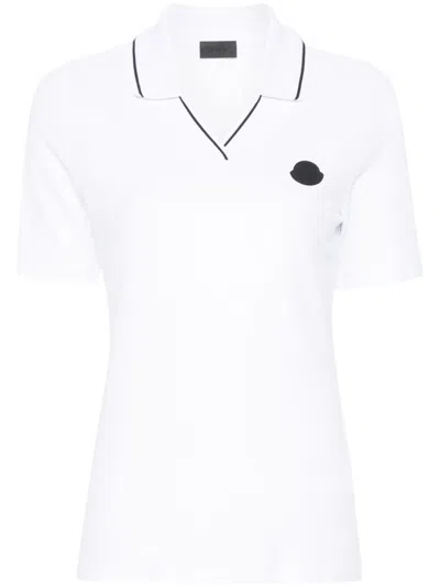 Moncler Logo-appliqué Polo Shirt In White