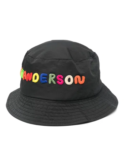 Jw Anderson Logo-embroidered Bucket Hat In Black