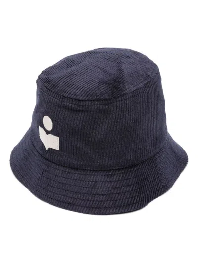 Isabel Marant Logo-embroidered Ribbed Bucket Hat In Navy Blue