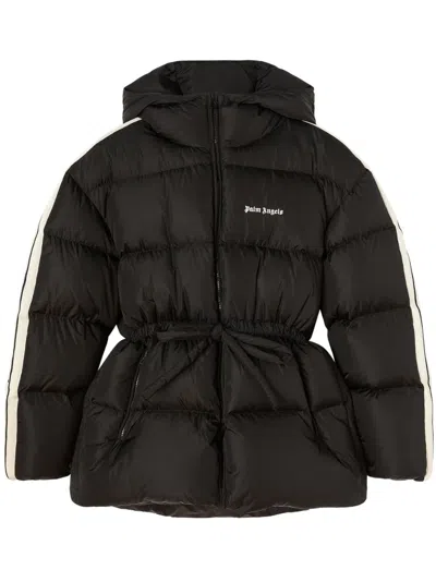 Palm Angels Logo-embroidery Hooded Padded Jacket In Black Off White