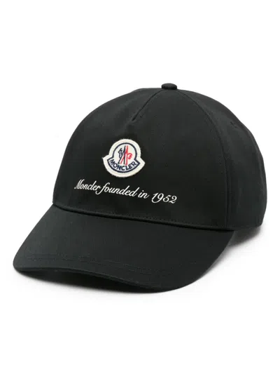Moncler Logo Patch Baseball Cap In Black