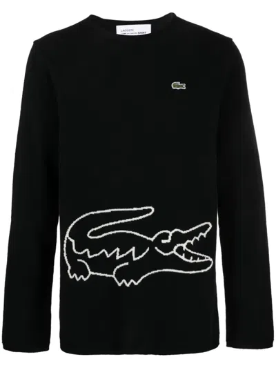 Comme Des Garçons X Lacoste Logo Intarsia Knitted Jumper In Navy