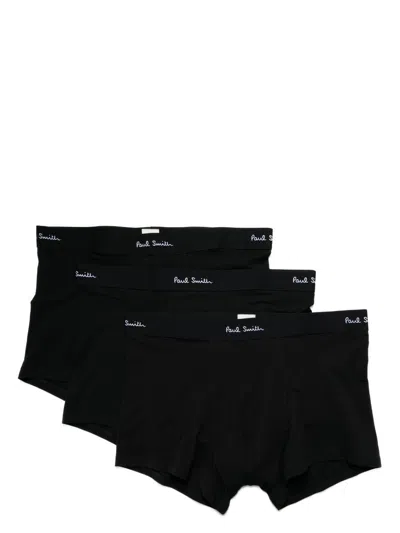 Paul Smith Logo-print Briefs Pack Of Three In Black