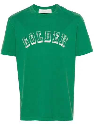 Golden Goose Logo-print Cotton T-shirt In Green Jacket,heritage White