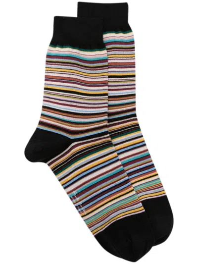 Paul Smith Logo-print Striped Ankle Socks In Multi Coloured