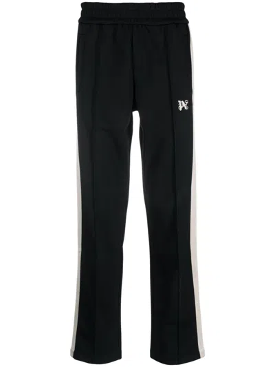 Palm Angels Monogram-embroidered Track Pants In Black Off White