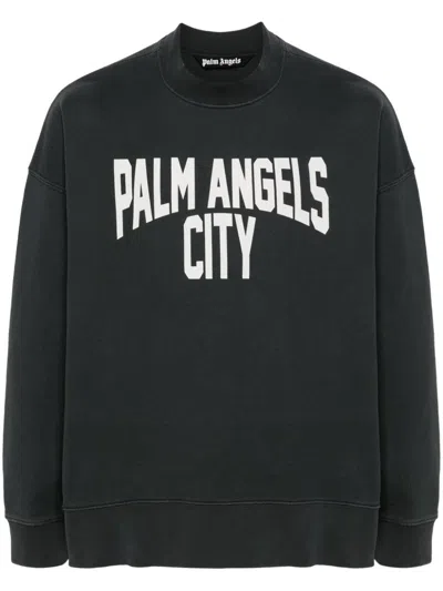 Palm Angels Delave Pa City Sweatshirt Clothing In Dark Grey White