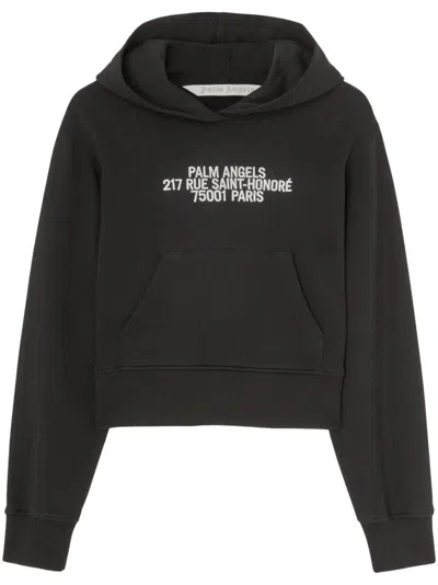 Palm Angels 75001 Cotton Hoodie In Black White