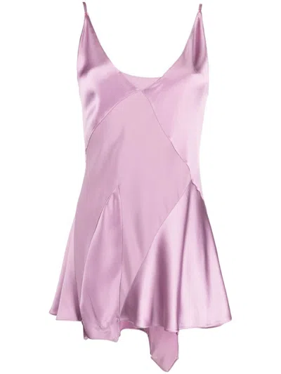 Maison Margiela Panelled Satin Playsuit In Pink
