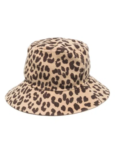 P.a.r.o.s.h Animal-print Wool Bucket Hat In Brown