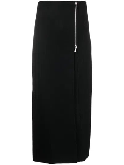 P.a.r.o.s.h . Side-zip Wool Maxi Skirt In Nero