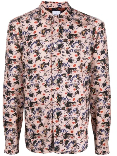 Paul Smith All-over Floral-print Shirt In Nude & Neutrals
