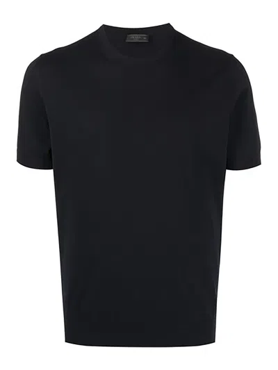 Prada Classic Fitted T-shirt White In Denim Blue