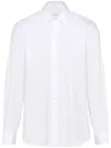Prada Long-sleeved Cotton Shirt In Bianco
