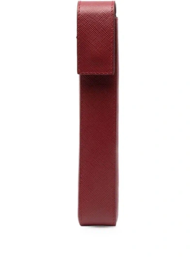 Prada Saffiano-leather Pen Case In Red