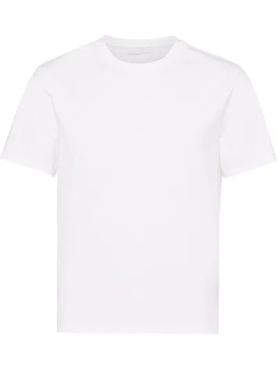 Prada T-shirt Round Neck White In Bianco