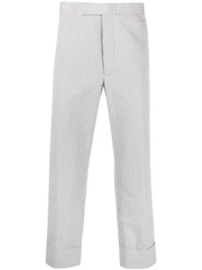 Thom Browne Stripe-pattern Tailored Trousers In Grey