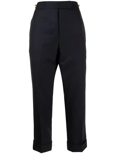 Thom Browne Super 120's Wool Twill Slim-fit Trousers In Navy