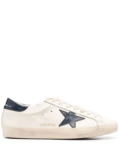 Golden Goose Super-star Lace-up Sneakers In Beige,night Blue