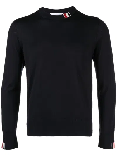 Thom Browne Jersey Knit Crew-neck Pullover In Navy