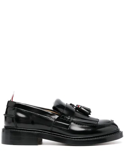 Thom Browne Tassel-trim Patent Loafers In Black