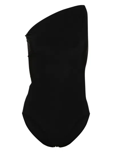 Rick Owens Twist Bather One-shoulder Swimsuit In Black