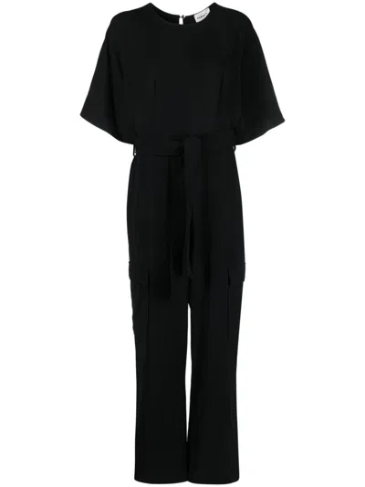 P.a.r.o.s.h Wide-leg Cargo Jumpsuit In Nero