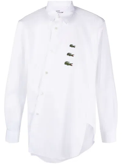 Comme Des Garçons X Lacoste Asymmetric Cotton Shirt In White