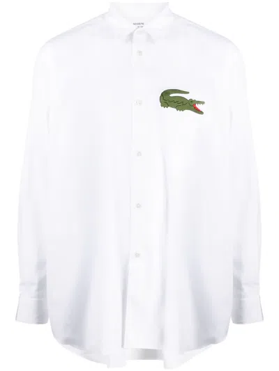 Comme Des Garçons X Lacoste Logo-embroidered Cotton Shirt In White