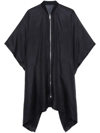 Rick Owens Zip-front Silk Coat In Black