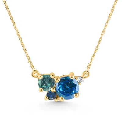 Pompeii3 3ct Blue Sapphire Topaz Aquamarine Diamond Pendant Necklace 14k Gold Lab Grown In Multi
