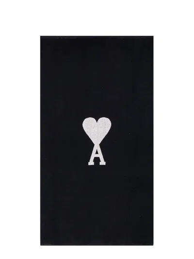 Ami Alexandre Mattiussi Ami Paris Beach Towel In Black