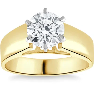 Pompeii3 Certified 1.25ct Natural Round Diamond Solitaire Engagement Ring 14k Yellow Gold In White