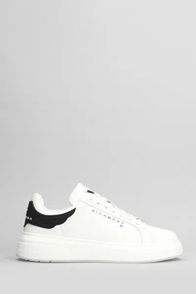 John Richmond Logo-debossed Leather Sneakers In White