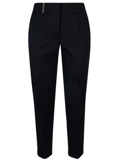 Peserico High-waist Concealed-fastening Tapered Trousers In Blue