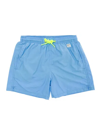 Mc2 Saint Barth Kids' Light Blue Swim Shorts With Pantone Patch In Fabric Baby