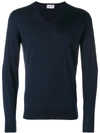 John Smedley V-neck Jumper In Blue