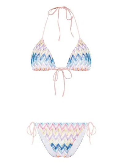 Missoni Triangle Bikini Set With Zigzag Pattern In Multicolour