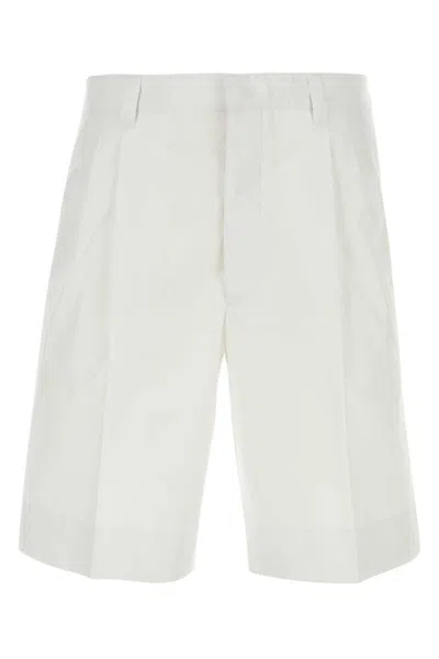 Prada White Cotton Bermuda Shorts
