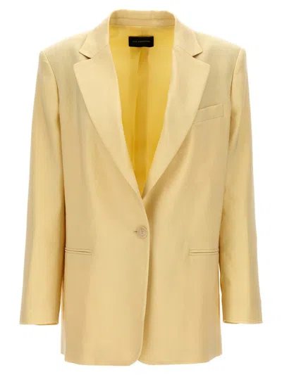 The Andamane Single-breasted Linen Blazer In Yellow